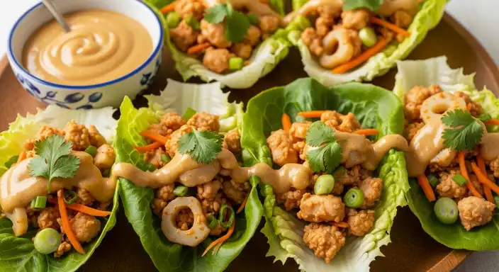 Chicken Lettuce Wraps with Sunflower Butter Sauce
