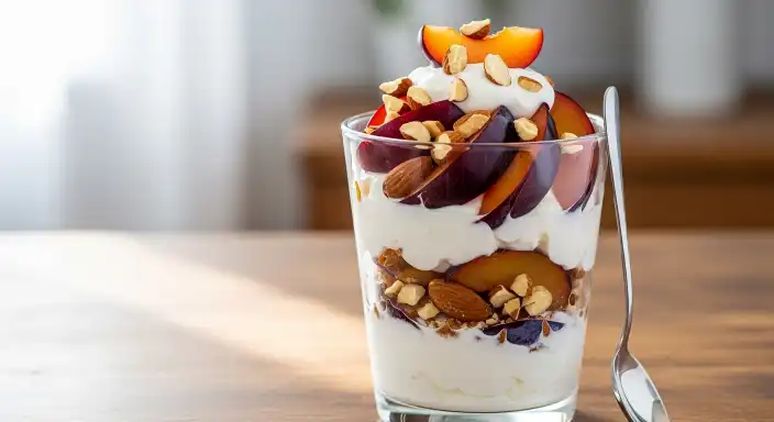 Plum Almond and Yogurt Parfait